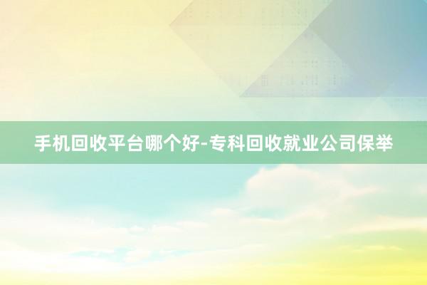 手机回收平台哪个好-专科回收就业公司保举